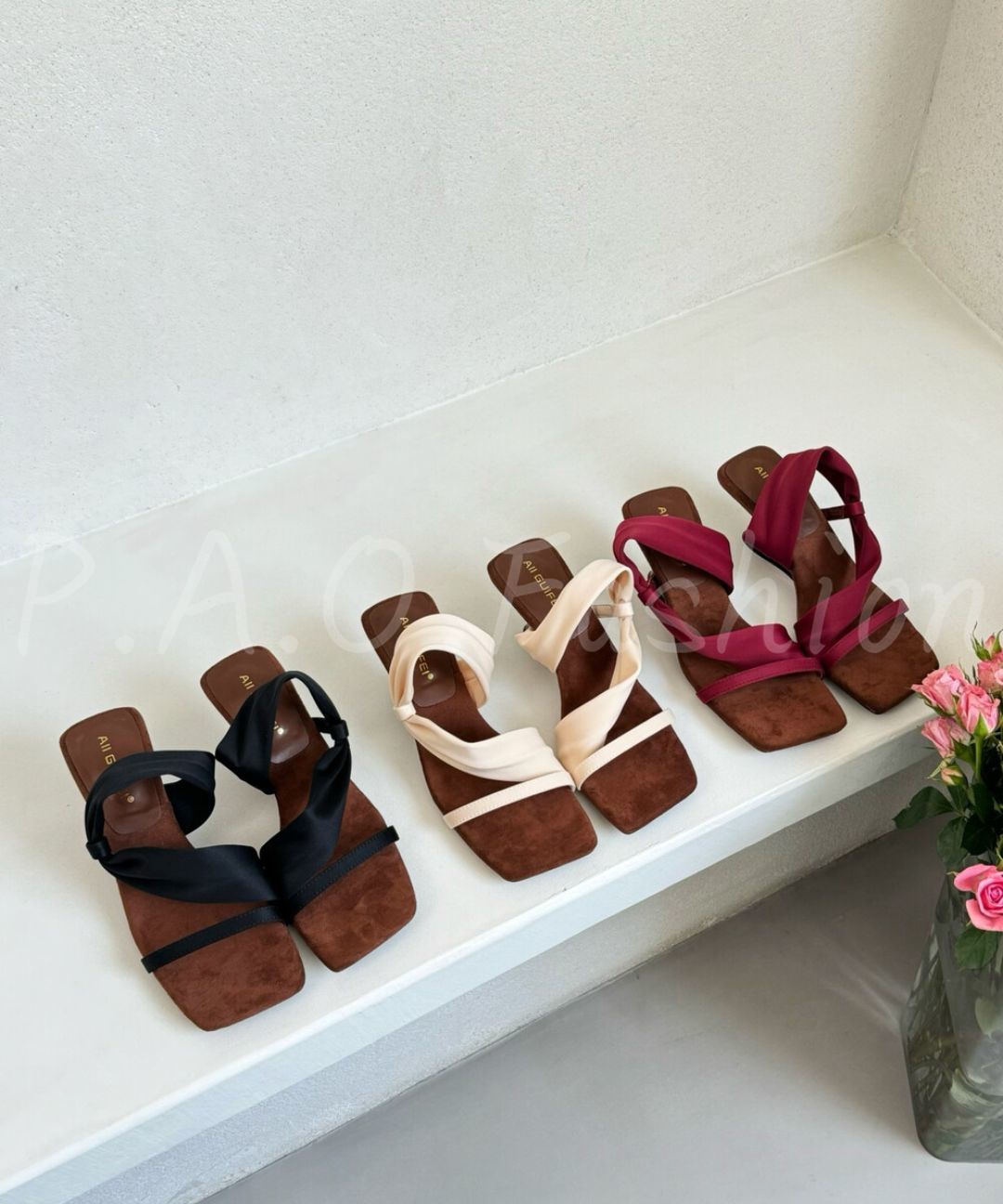 French Twist Sculptural Wedge Sandals with Satin Knot Detail