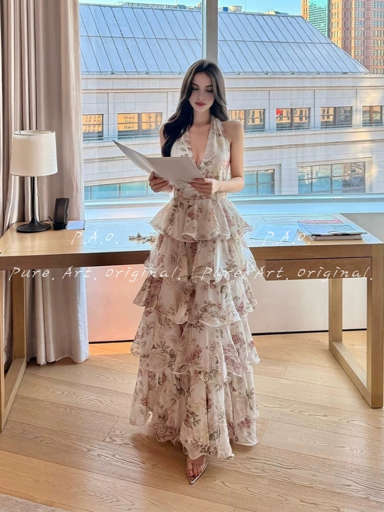 AVERY FLORAL HALTER MAXI DRESS