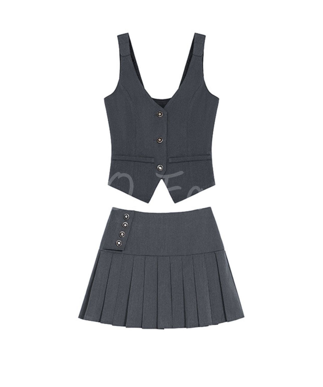 Halter Vest & Pleated Mini Skirt Set