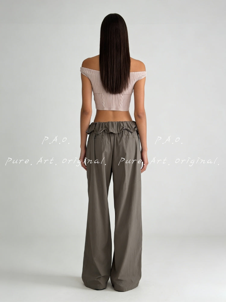 Willow Draped High‑Waist Wide‑Leg Pants
