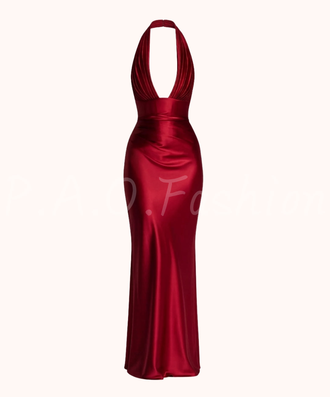 Halter Deep V Satin Mermaid Gown[Available Now]