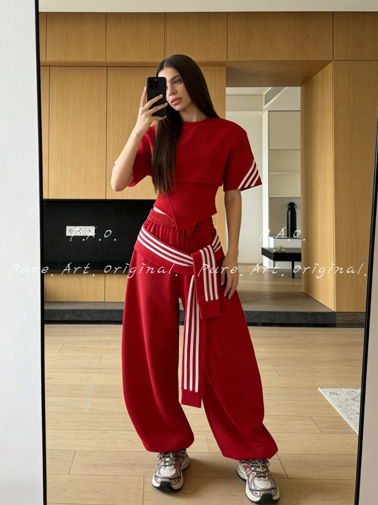 Striped Accent Casual Set
