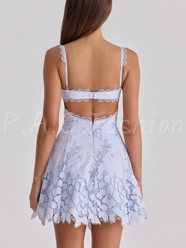Lace Backless A-Line Dress