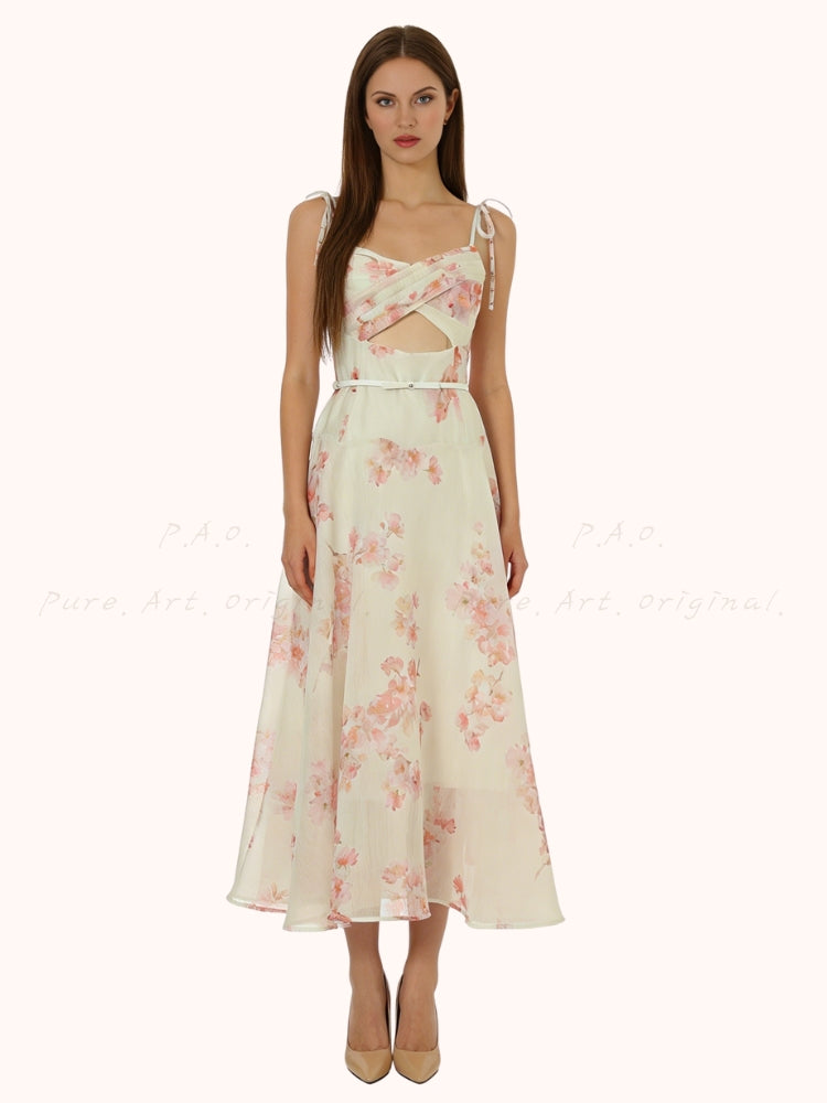 Twist Cutout Rhinestone Strap Maxi Dress