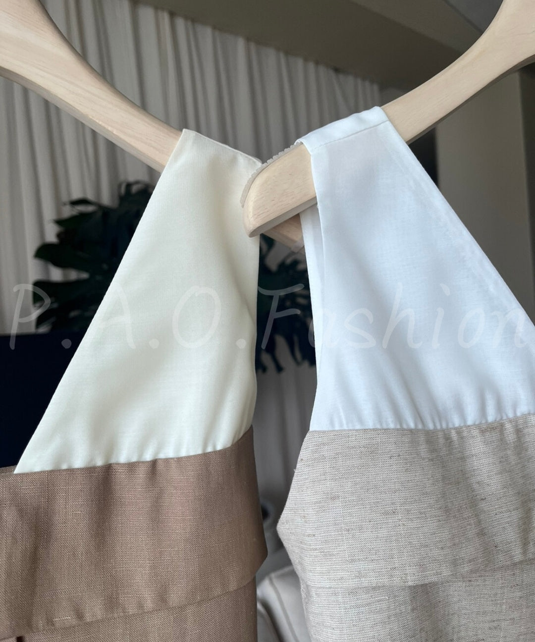 Colorblock V-Neck Linen Blend Sleeveless Mini Dress