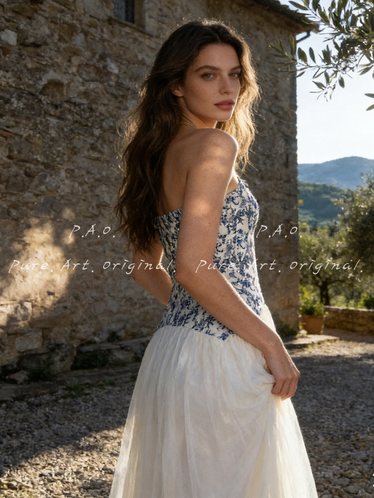 ELARA CORSET TULLE MAXI DRESS