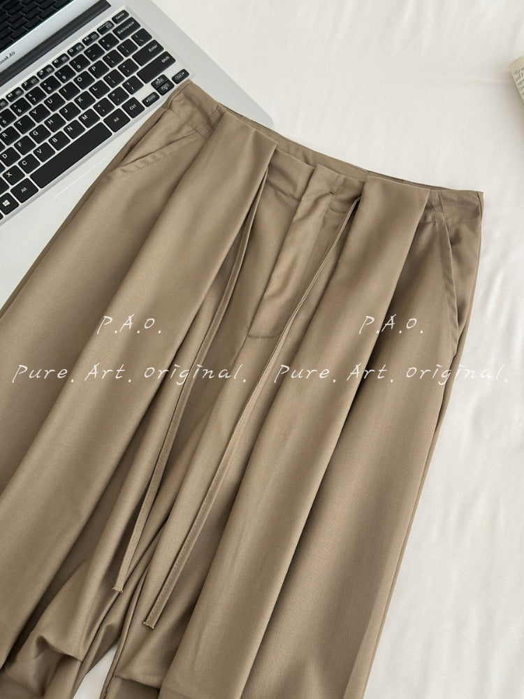 Effortless Drapey Wide‑Leg Casual Pants
