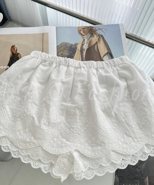 3D Floral Lace Trim Top & Bubble Texture Skirt Set[Available Now]