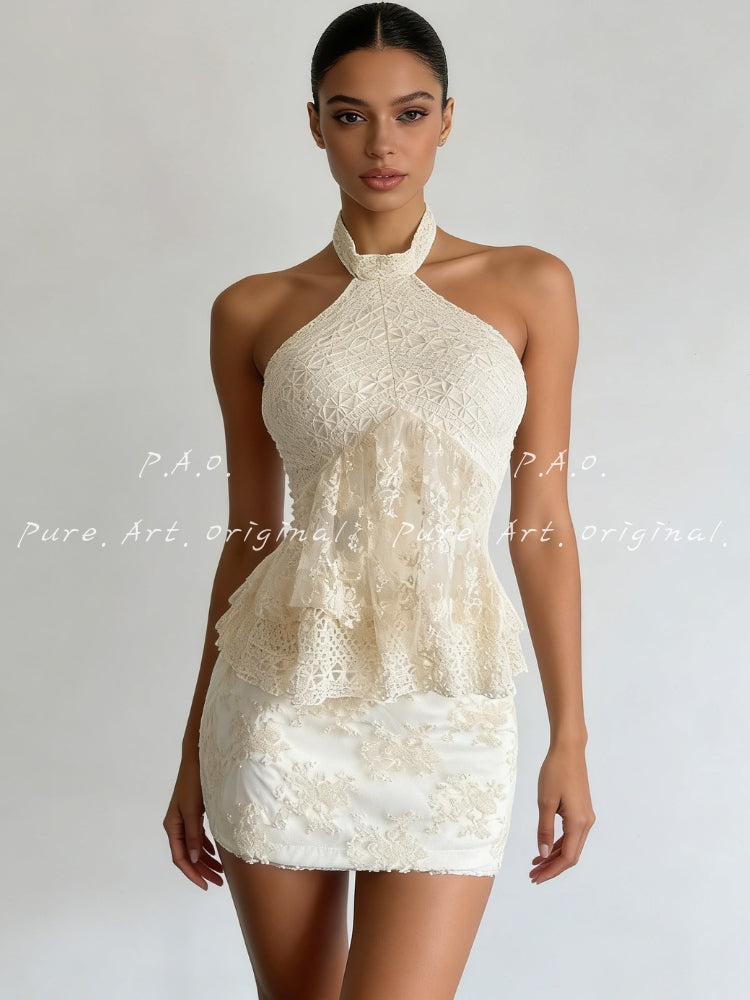 LACE HALTER TOP & SKIRT SET