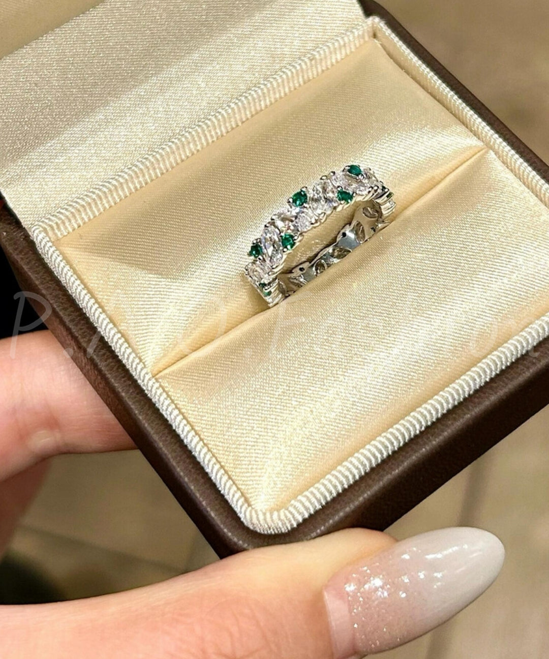 Emerald & Crystal Open Ring