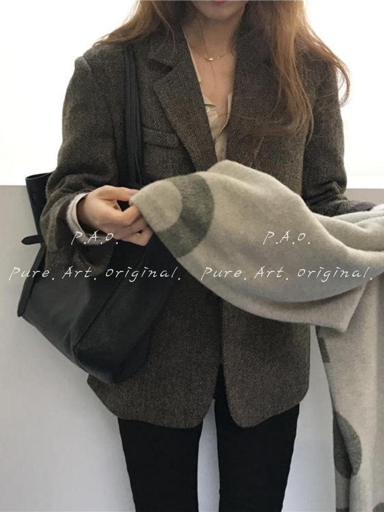 Classic Herringbone Relaxed Blazer