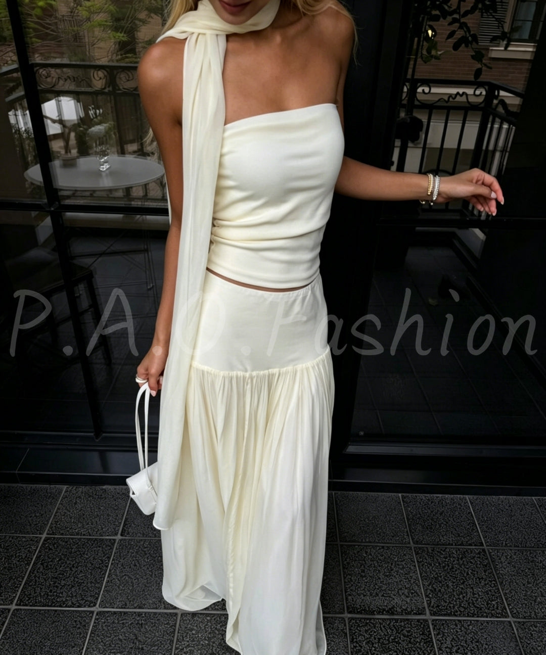 Ethereal Chiffon Bandeau Skirt Set