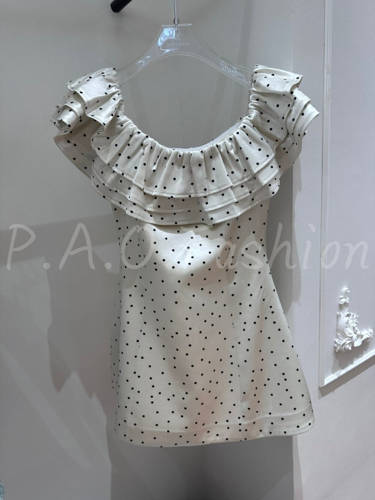 Polka Dot Off-Shoulder Ruffle Mini Dress