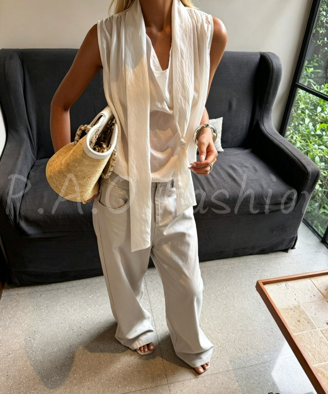Tencel Cotton Wide-Leg Pants