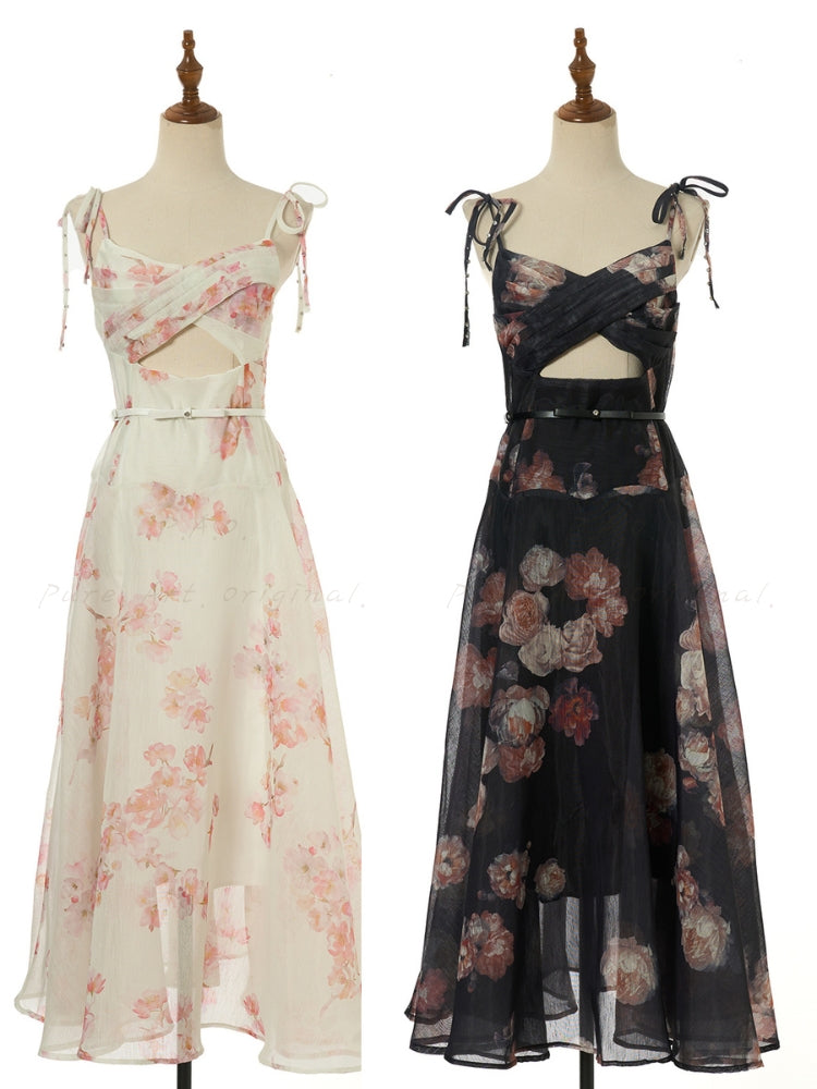 Twist Cutout Rhinestone Strap Maxi Dress