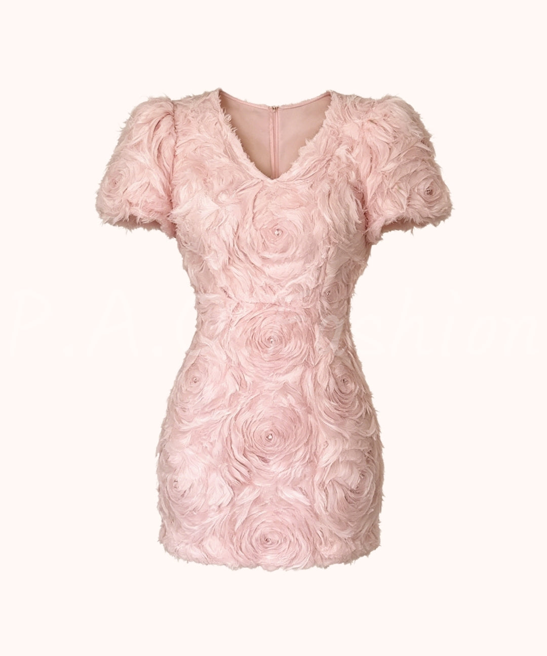 3D Rose Embellished Puff Sleeve Dress[Available Now]