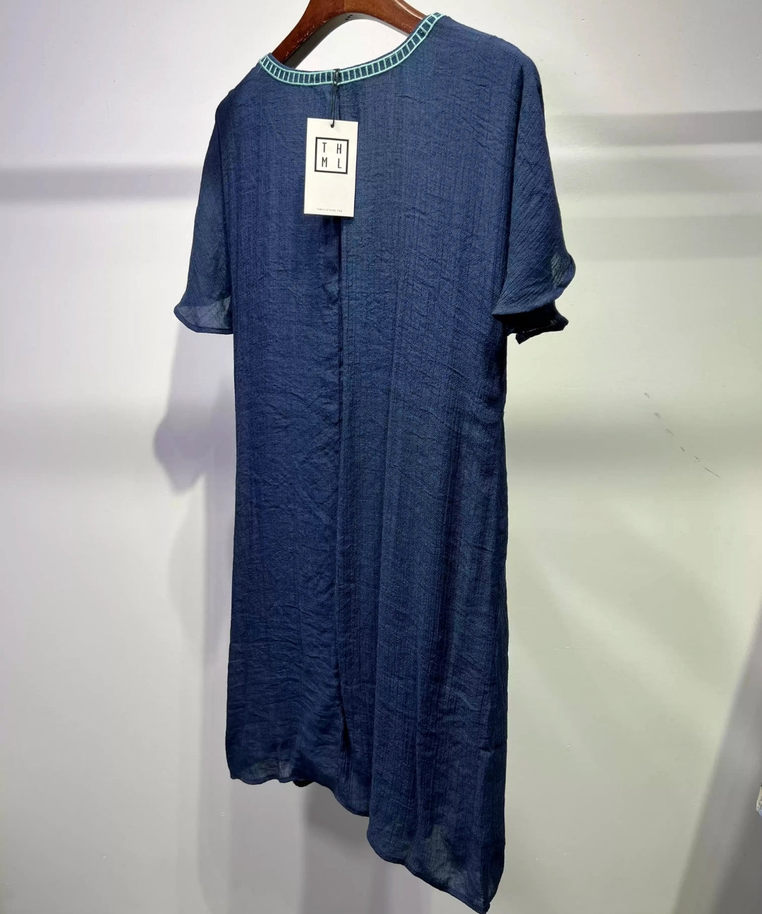Bohemian Navy Embroidered Straight Dress