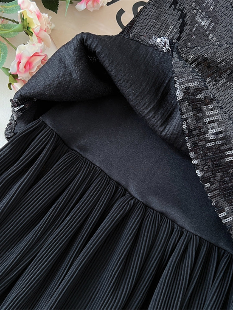 Sequin Strapless Tulle Floor-Length Gown