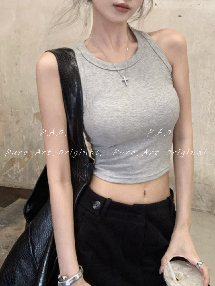 Padded Cut-Out Back Ribbed Tank Top