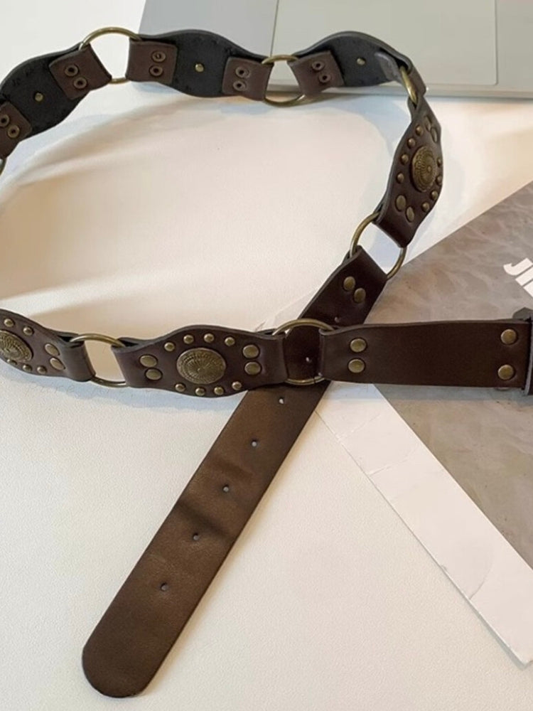 Bohemian-Style Brown PU Leather Belt
