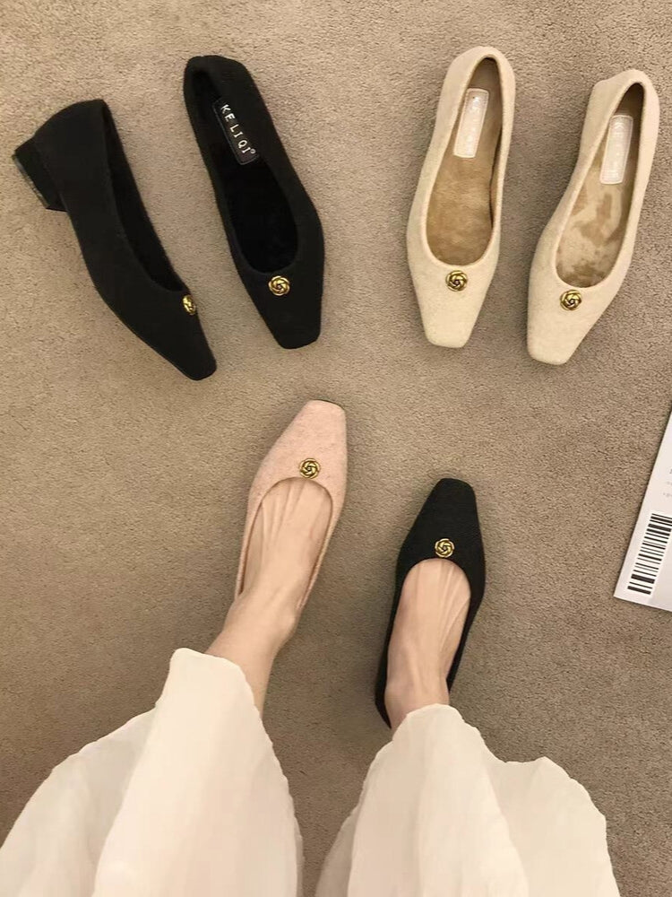 French-Style Mid-Heel Mary Jane Shoes