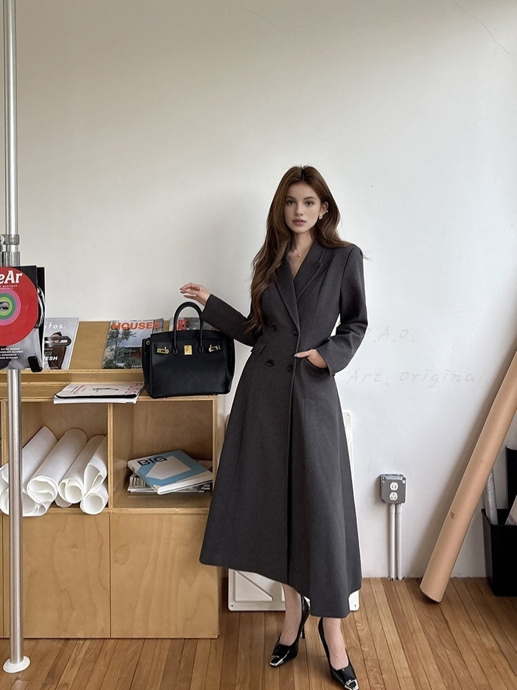 Hepburn-Inspired Belted Long Trench Coat