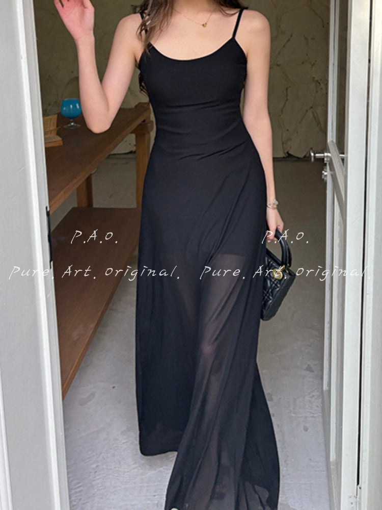 NOIR MESH SCULPT MIDI DRESS