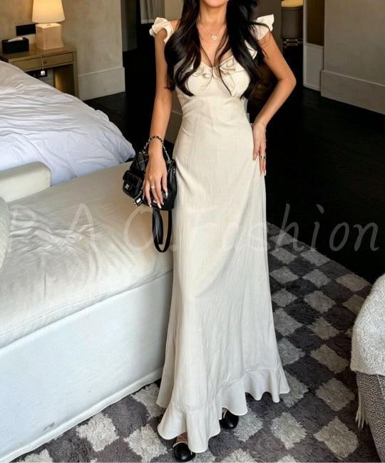 Ruffle V-Neck Mermaid Dress