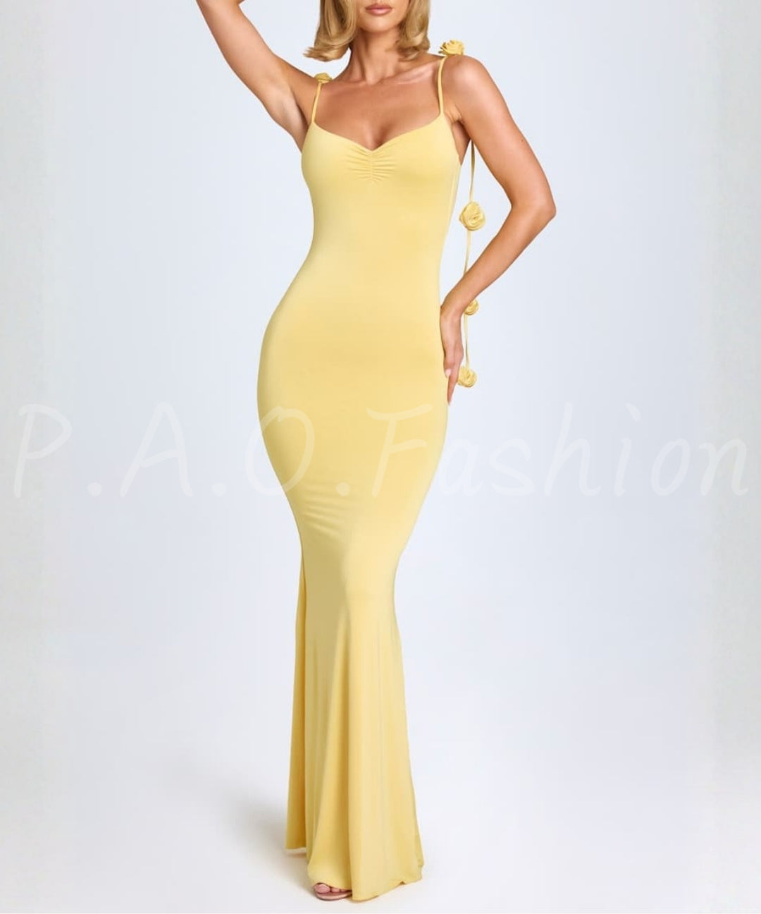 3D Rose Backless Bodycon Maxi Dress[Available Now]
