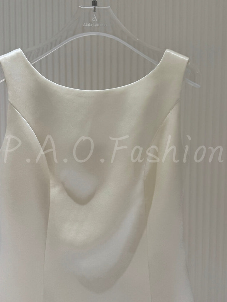 Satin Ruffle Sleeveless Mini Dress