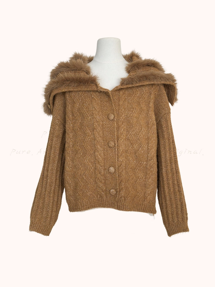 Large Lapel Knit Cardigan Sweater Jacket