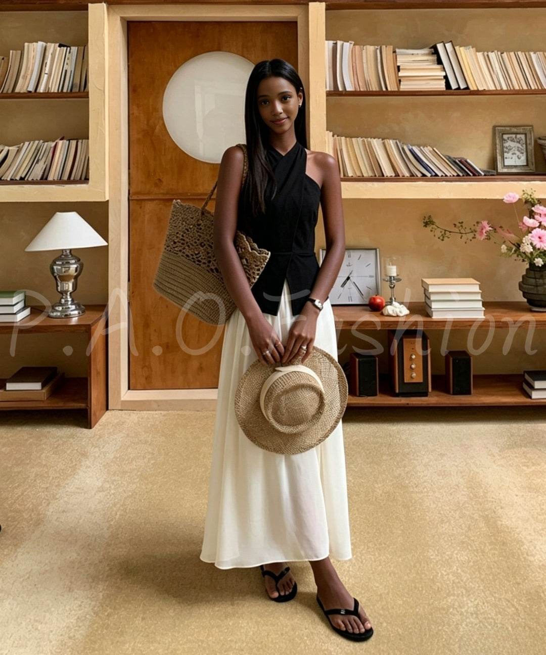 Halter Contrast Panel Dress