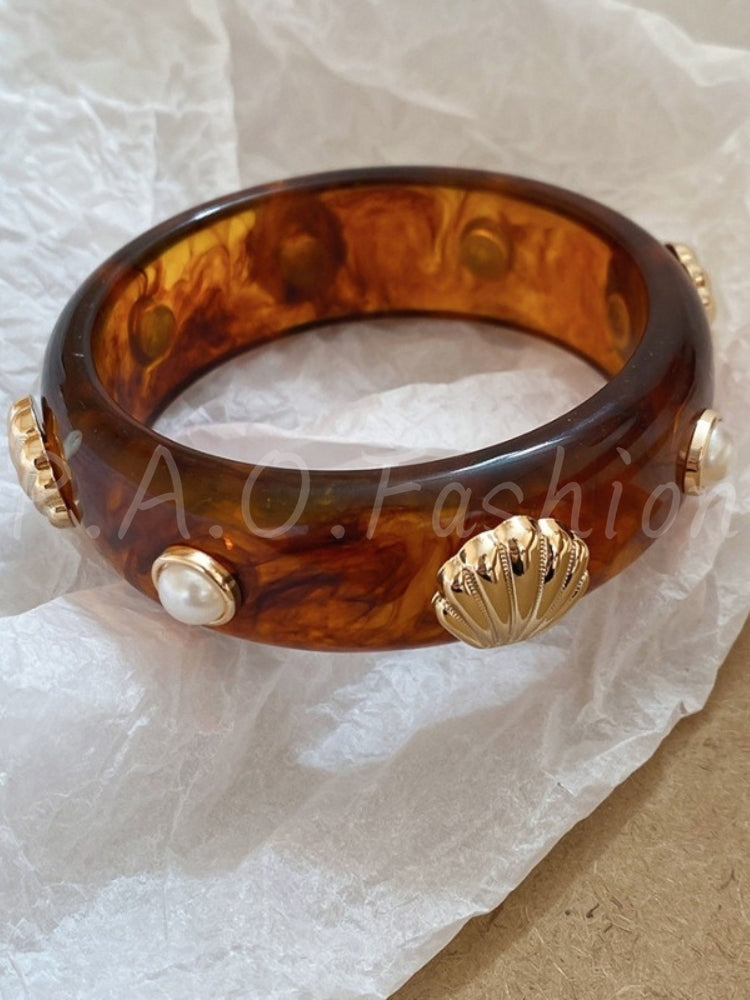 Resin Statement Shell Cuff Bracelet