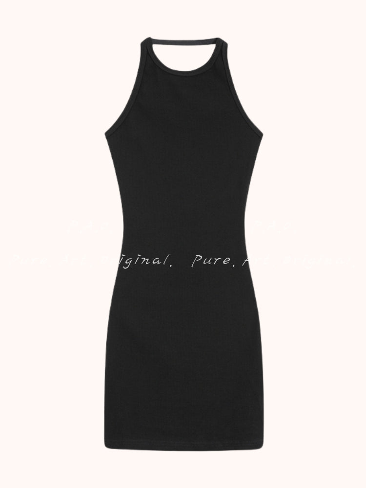 Noir Halter Back Dress