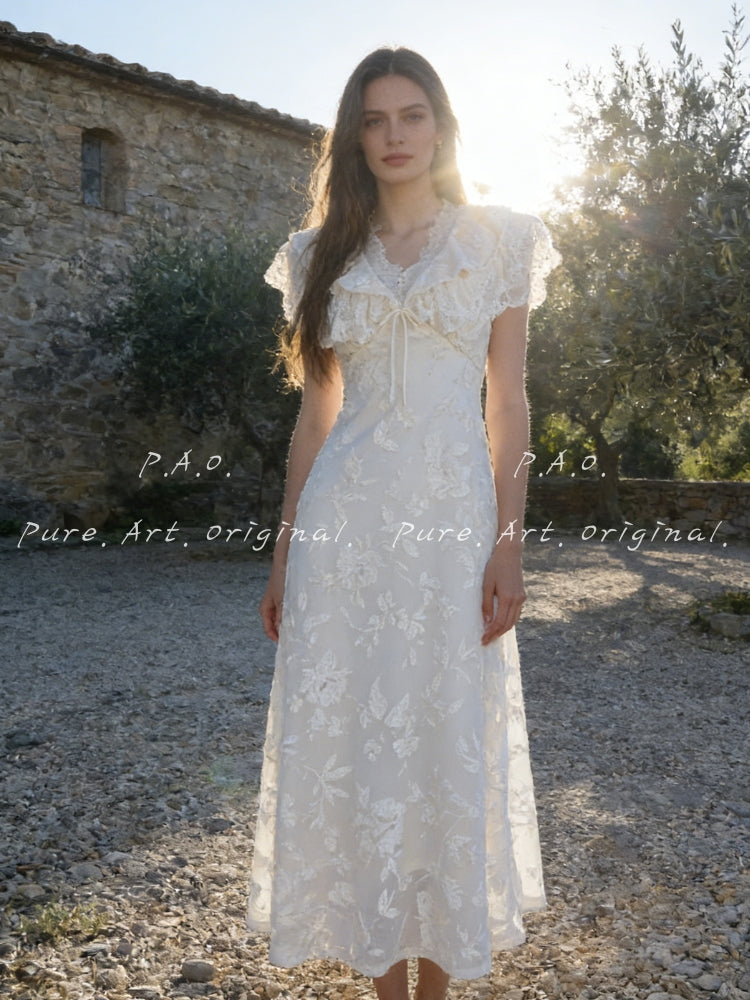 AVERY LACE-UP V-NECK MAXI DRESS