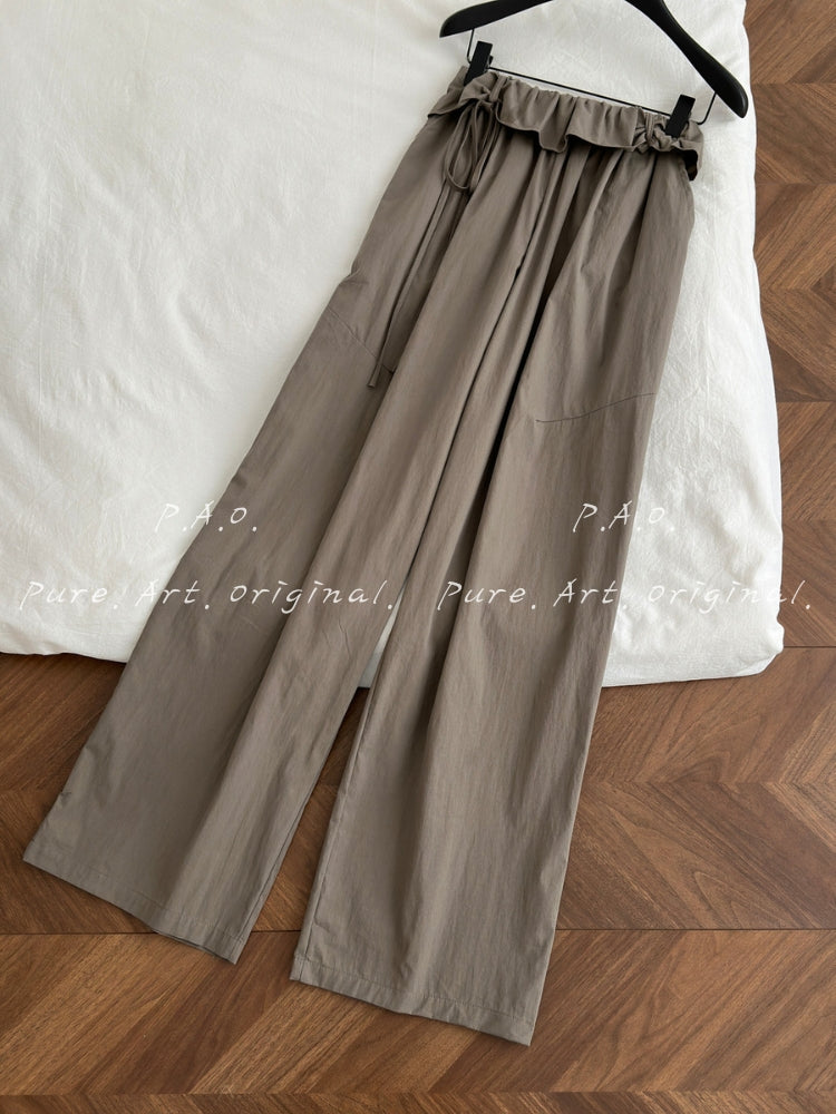 Willow Draped High‑Waist Wide‑Leg Pants