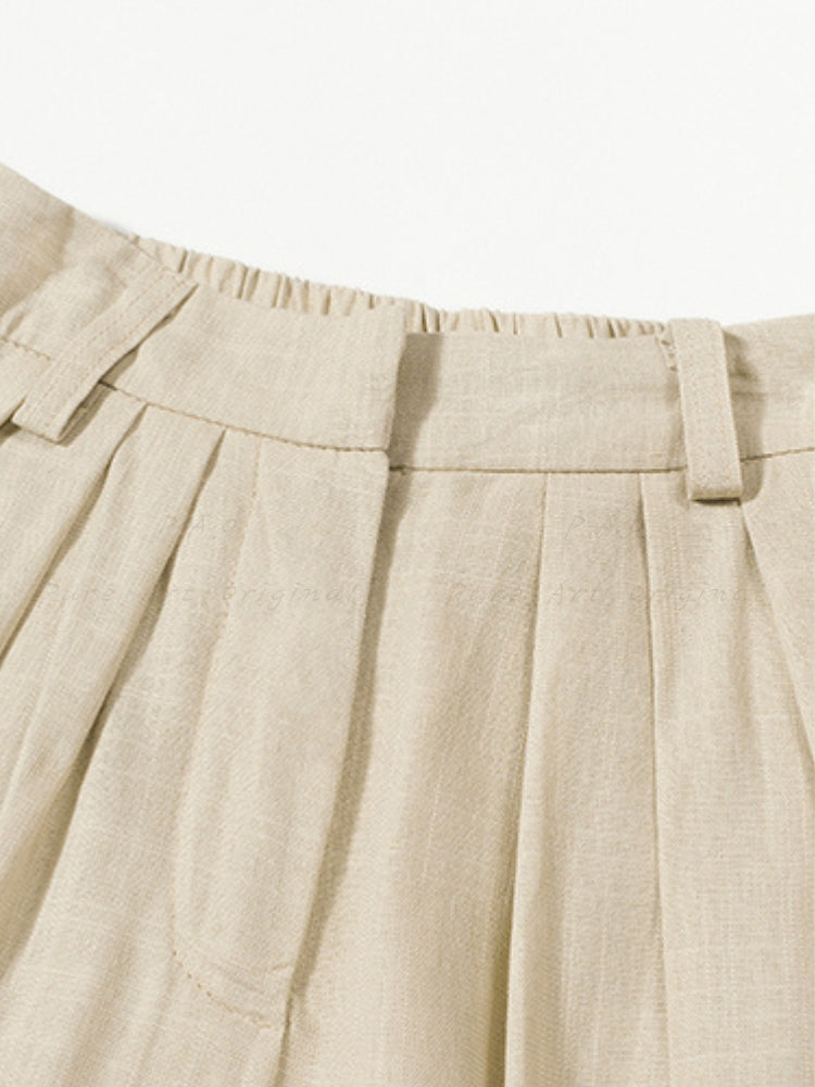 Linen Shirt & Wide-Leg Trousers Two-Piece Set