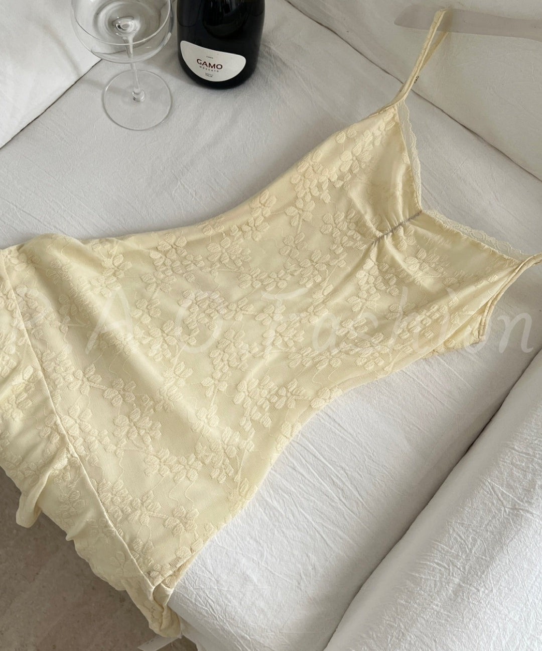 Textured Floral Lace Trim Cami Mini Dress[Available Now]