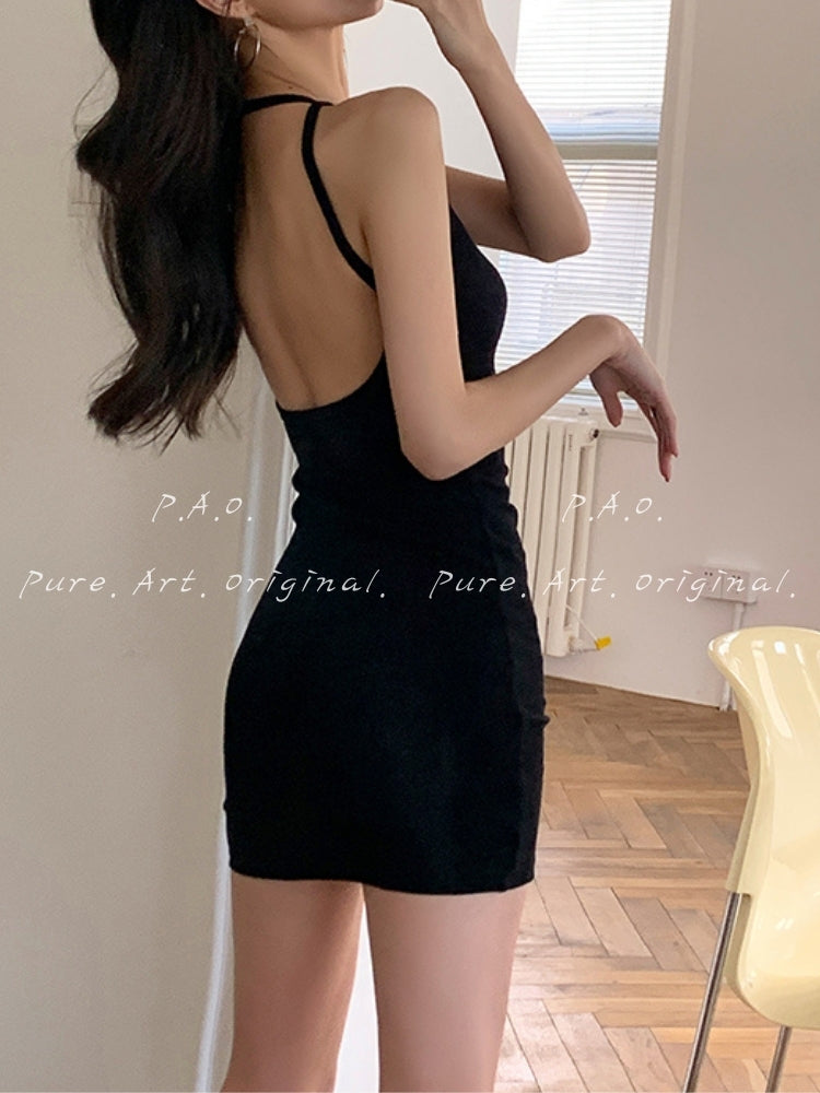 Noir Halter Back Dress