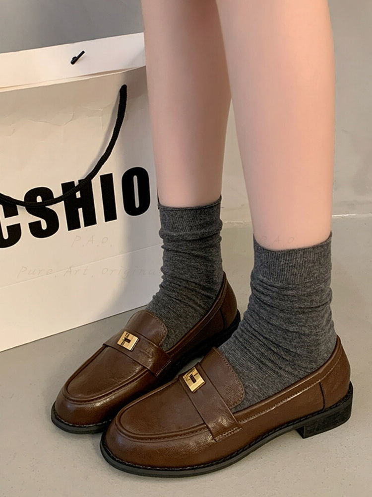 British-Style Vintage PU Leather Loafers