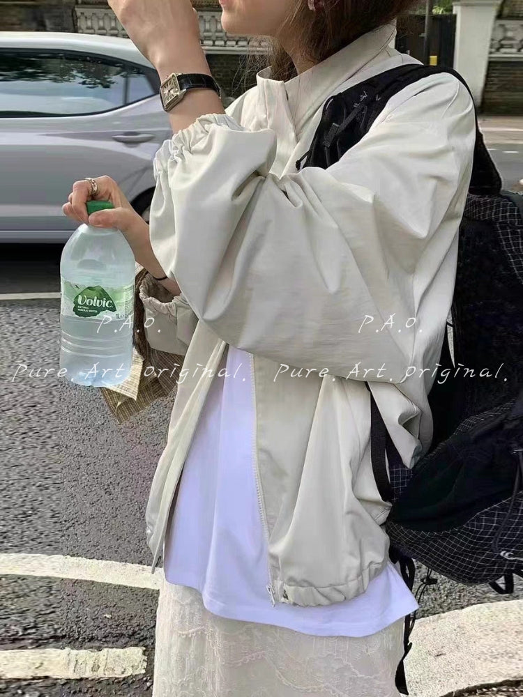 Lightweight Stand Collar Zip-Up Jacket