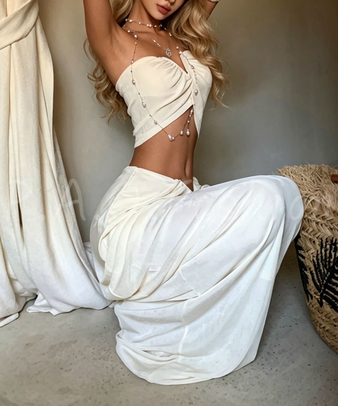 Sweetheart Bandeau Top & Draped Maxi Skirt Set