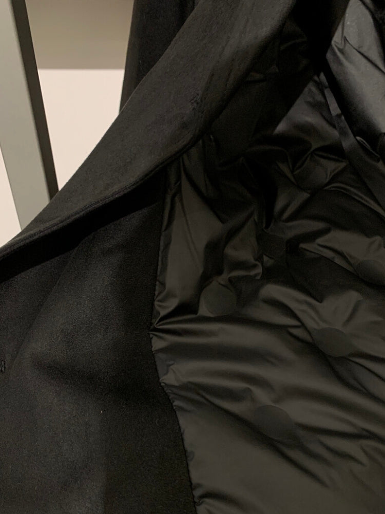 Vintage Faux Suede Padded Down Blazer Coat