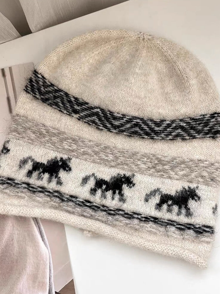 Unicorn Fair Isle–Style Vintage Knit Beanie