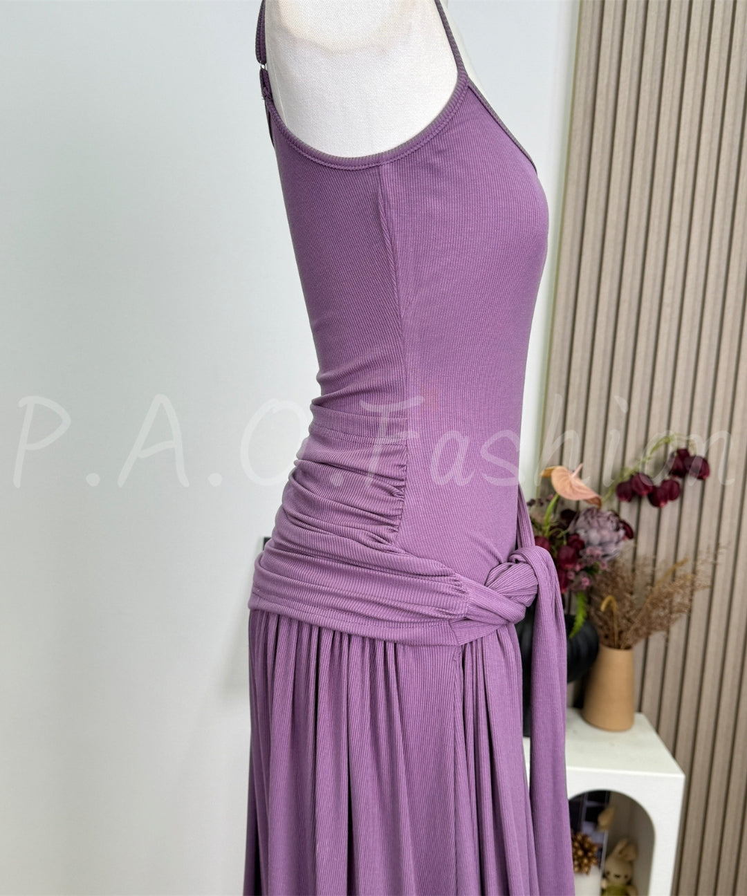 Ruched Tie-Front Camisole Maxi Dress[Available Now]