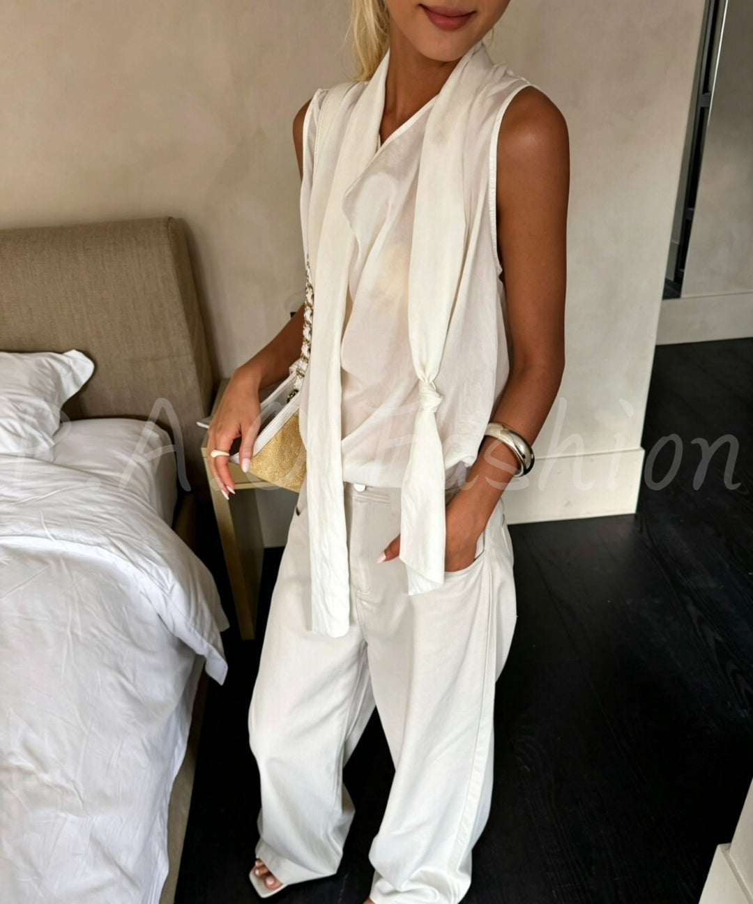 Cupro Scarf Tank Top