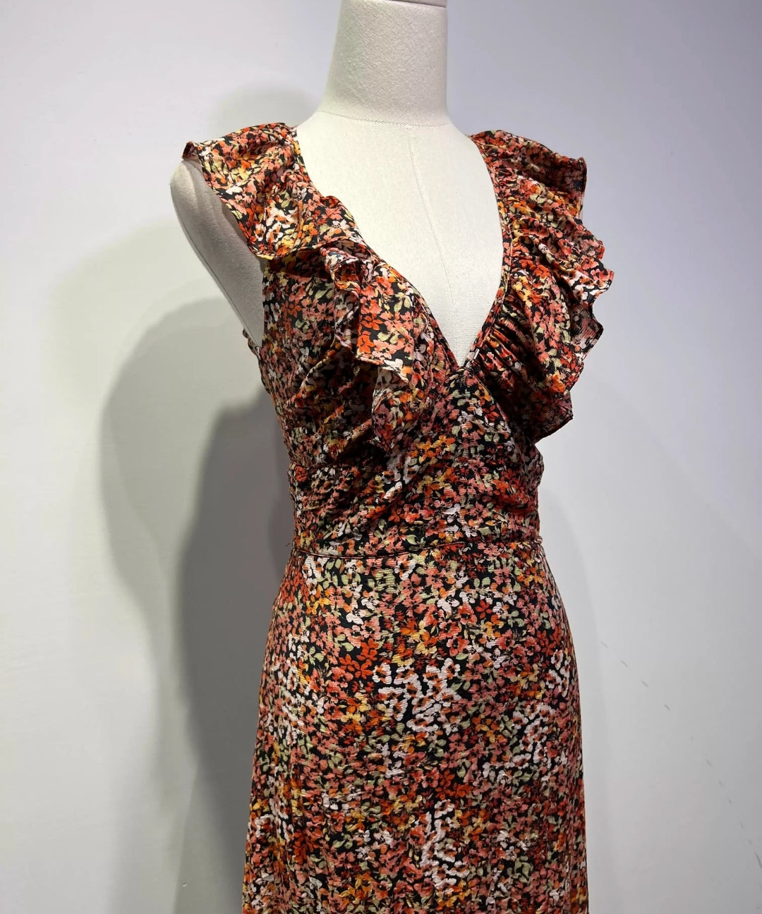 French Floral Ruffle Mermaid Dress