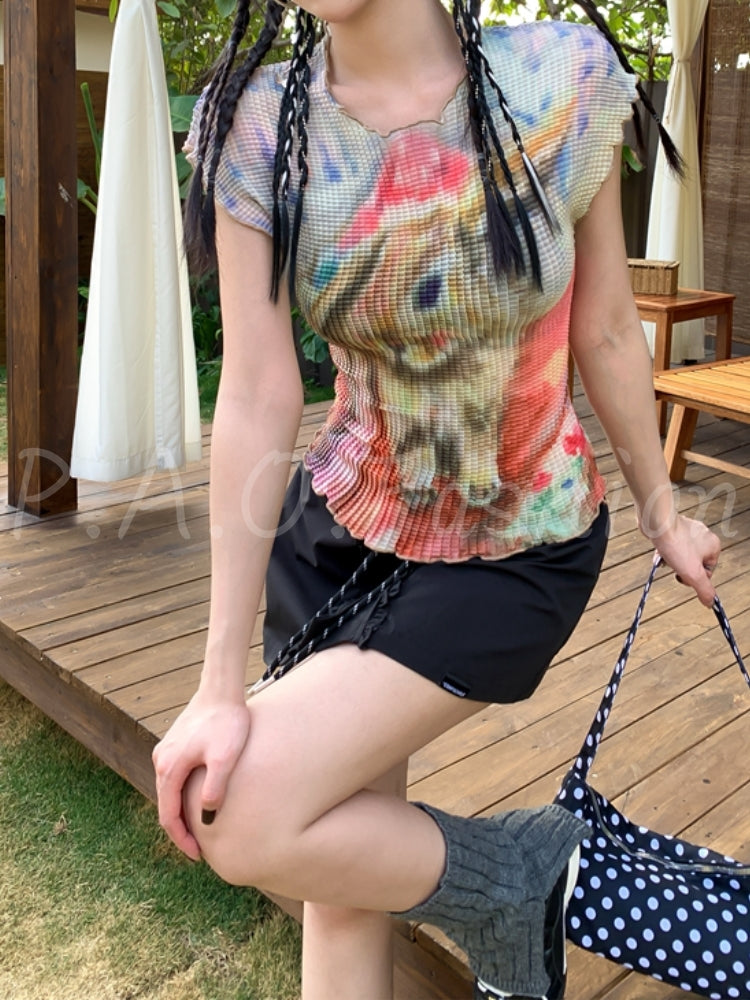 Bunny Ruched Mesh Top