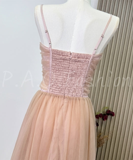 Tulle Midi Dress with Bow Detail