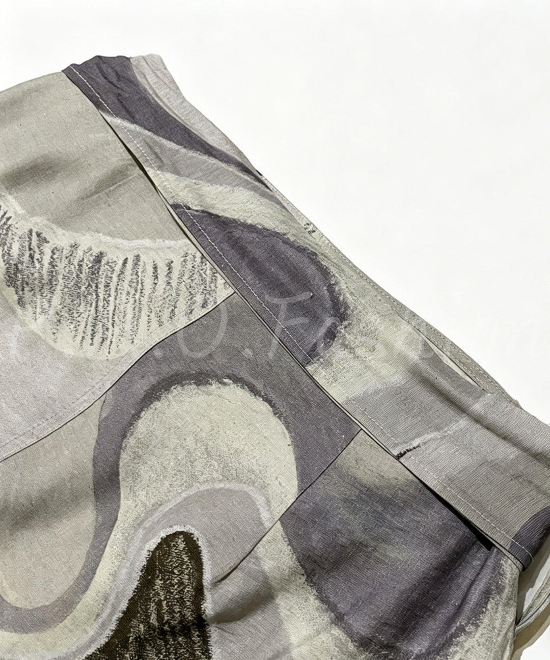 Abstract Print Linen-Blend Wrap Skirt[Available Now]